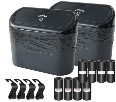 KITBEST Car Bin, 2 Pack Mini Trash Can 6 x 2.7 x 5.3 inches, Black 2 