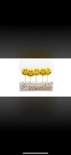 Smiley Face Birthday Cake Candles Set Yellow Party Supplies MPN B09XGKRPS5