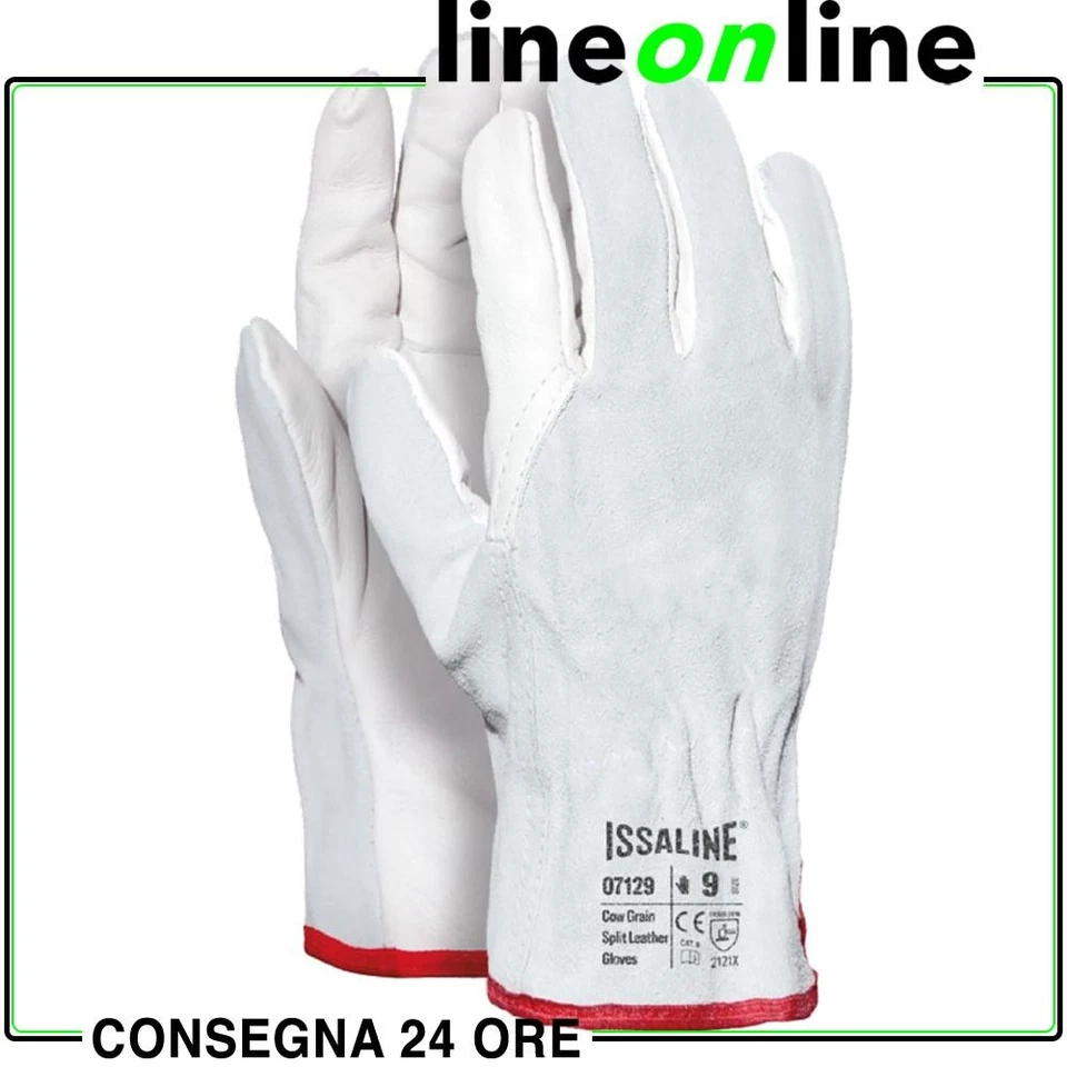 ISSALINE Guanti in pelle fiore Industrial Starter 07129 bianchi con dorso in crosta