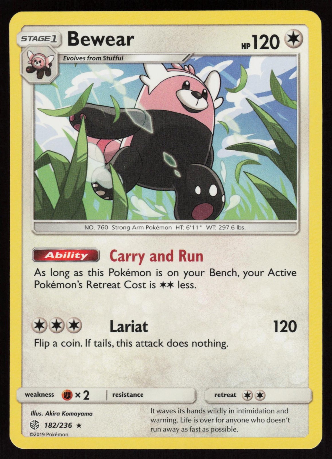BEWEAR 182/236 RARE COSMIC ECLIPSE POKEMON NM/M