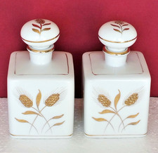 Vintage Cruet Set 2 pc Saks Fifth Ave New York Hand Painted Porcelain Gold Gild
