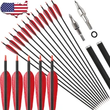 12X 33" Carbon Arrow Archery 5" Turkey Feather Recurvebow Compound Bow Hunting