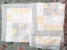 TWO Handmade Quilted-Cotton Pillow Shams Floral, Checked Patchwork, lightweight