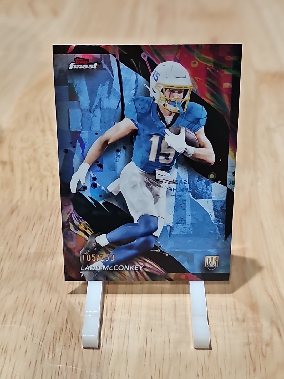 2024 Topps Finest - Uncommon Ladd McConkey #186 Sky Blue Refractor 105/250 (RC)