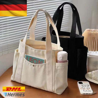 Canvas Tragetasche Damen Groß Schultertasche Uni Arbeit College Shopper Tasche