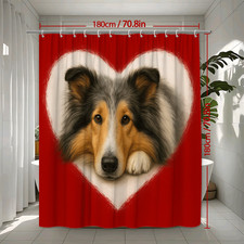 Cute Dog Heart Shower Curtain - Adorable Pet Decor for Dog Lovers