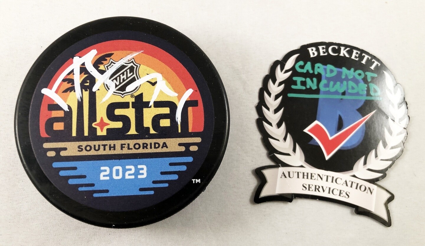 Juuse Saros Signed 2023 All Star Hockey Puck Nashville Predators Beckett BAS COA 