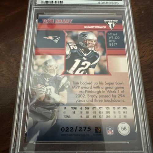 2002 Private Stock Titanium - Red #58 Tom Brady /275 PSA 8.5 - Picture 6 of 7