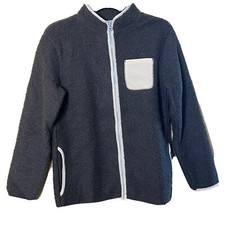 Cat Jack Boy's Gray with White Trim Zip-up Fleece Jacket Size XL