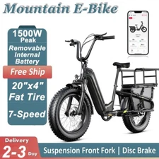 NEW SISIGAD 20"x4" Electric Bike for Adults 1500W Peak Commute Mountain E-Bike👍