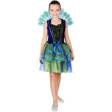 BRAND NEW Pretty Peacock Blues/Green Dress Wings Child Costume Girls Size S(4-6)