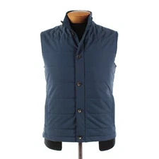 Luciano Barbera NWT Cotton Blend Button Front Vest Size 50 (M US) In Solid Blue