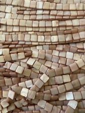 Mother of Pearl Gemstone. Pink 10 MM flat square on 16" strand