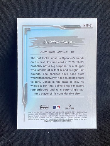2024 Bowman Cromo Mojo Rifrattore My 1st Spencer Jones M1B-31 New York Yankees - Foto 2 di 2
