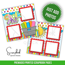 Sidewalk Chalk Summer Scrapbook Pages PRINTED Premade Scrapbook Quick Pages 92