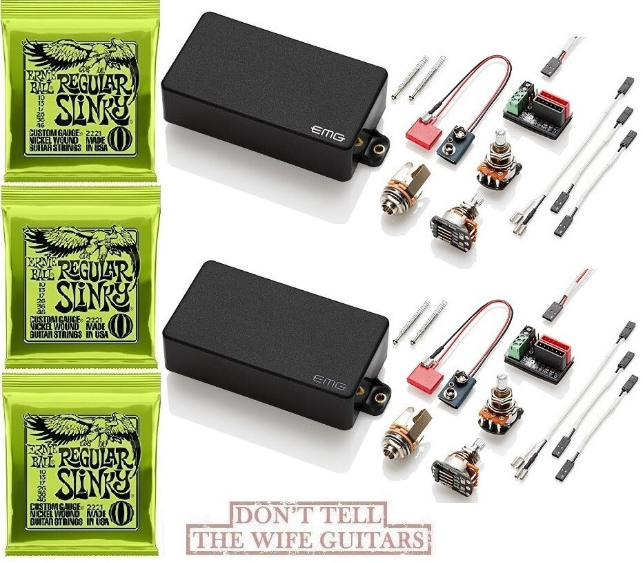 Set Pickup EMG 81+60 Attivi Oro Con Potenziometri E 3 Set Di Corde Ernie Ball 10-46