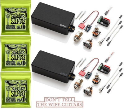 EMG 81 + 60 BLACK ACTIVE  HUMBUCKER SET SHORT SHAFT POTS ( 3 ERNIE BALL #2221 )