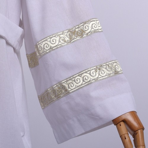 Clergy White Alb Religiouss Pleated Alb Clerical Priest Pastor Robe in Size M - Picture 4 of 8
