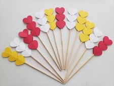 12 Wedding Heart Party Picks, Valentine's Cupcakes Decorations, Heart Toppers