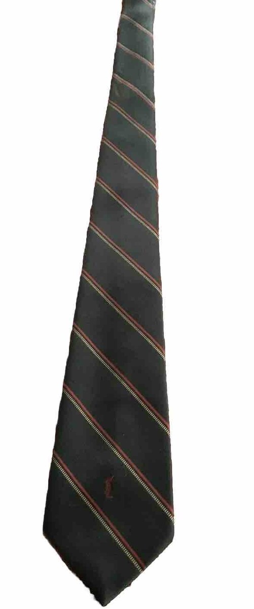 【関税&送料込み】Saint Laurent Striped Tie YSL Vintage Men's Repp Tie Black with Red and Gray Stripes