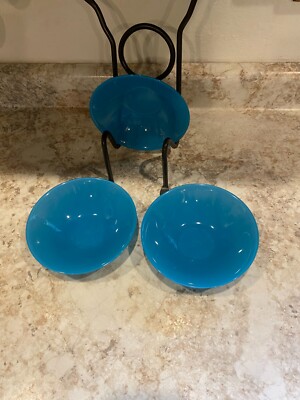 Lot of 3 Vintage ARC France blue  Soup-Salad-Creal Bowls Glass number 37