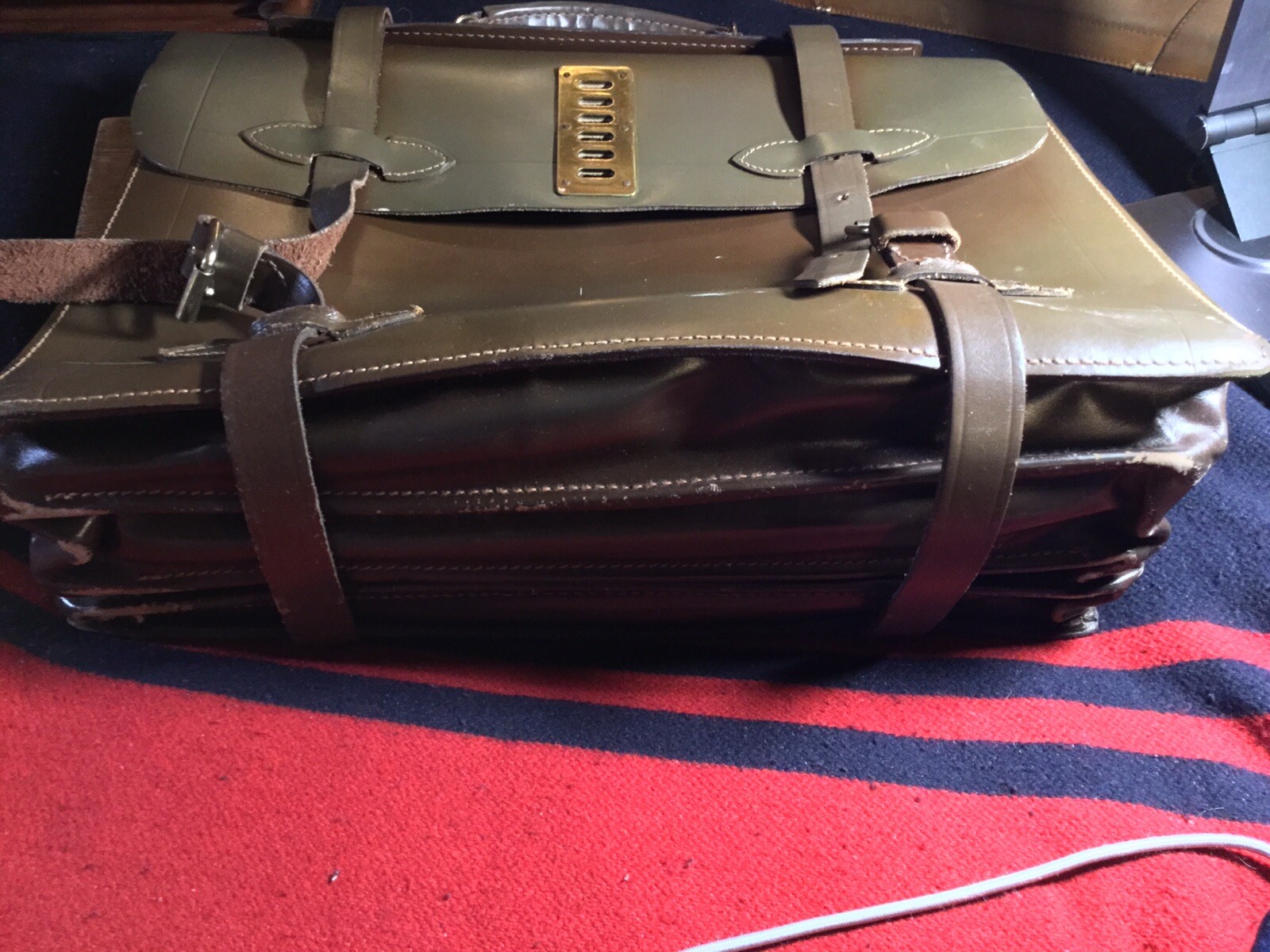 Vintage Military Style Heavy Leather Briefcase/Attache By Korchmar Very