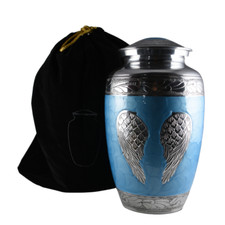 Angel Wings Beautiful Large Blue Adult Cremation Urn for Human Ashes