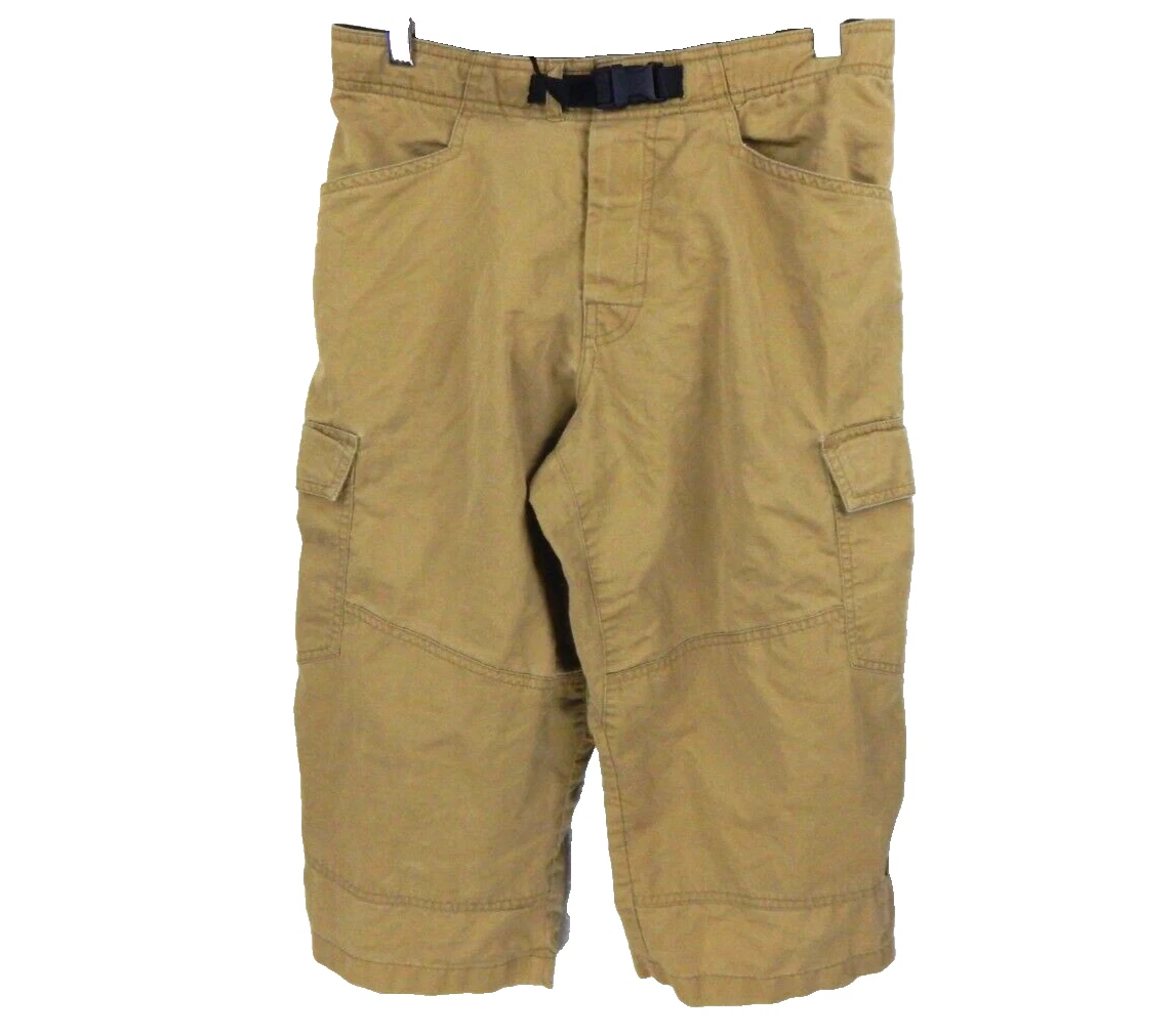 Prana Men's Small Knickers Cargo Crop Pants Tan Adjustable Waist Used