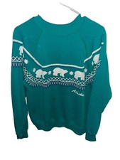 Vintage 90s Made in USA Large Alaska Polar Bear Themed Crewneck Sweatshirt