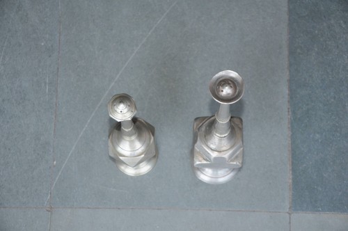 2 Pc Vintage Brass Handcrafted Nickel Plated Rose Water Sprinkler/Bottles - Picture 9 of 9