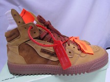 OFF-WHITE Camel Brown Court Side Leather Trainers FW18 US8