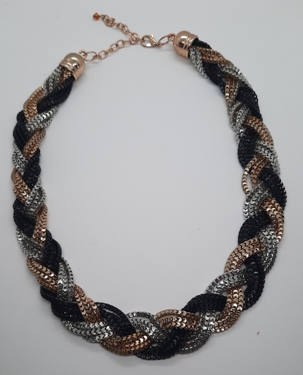 Chunky Multi Colored Braided Statement Necklace - image 8