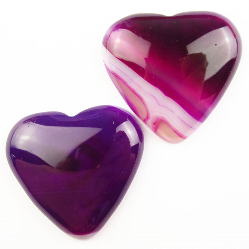 2Pcs 34x32x7mm Purple Onyx Agate Heart Cab Cabochon SJ99066