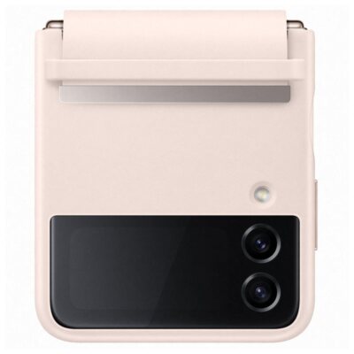 Original Samsung Leather Flap Cover Hülle EF-VF721 für Galaxy Z Flip4 Pink Peach