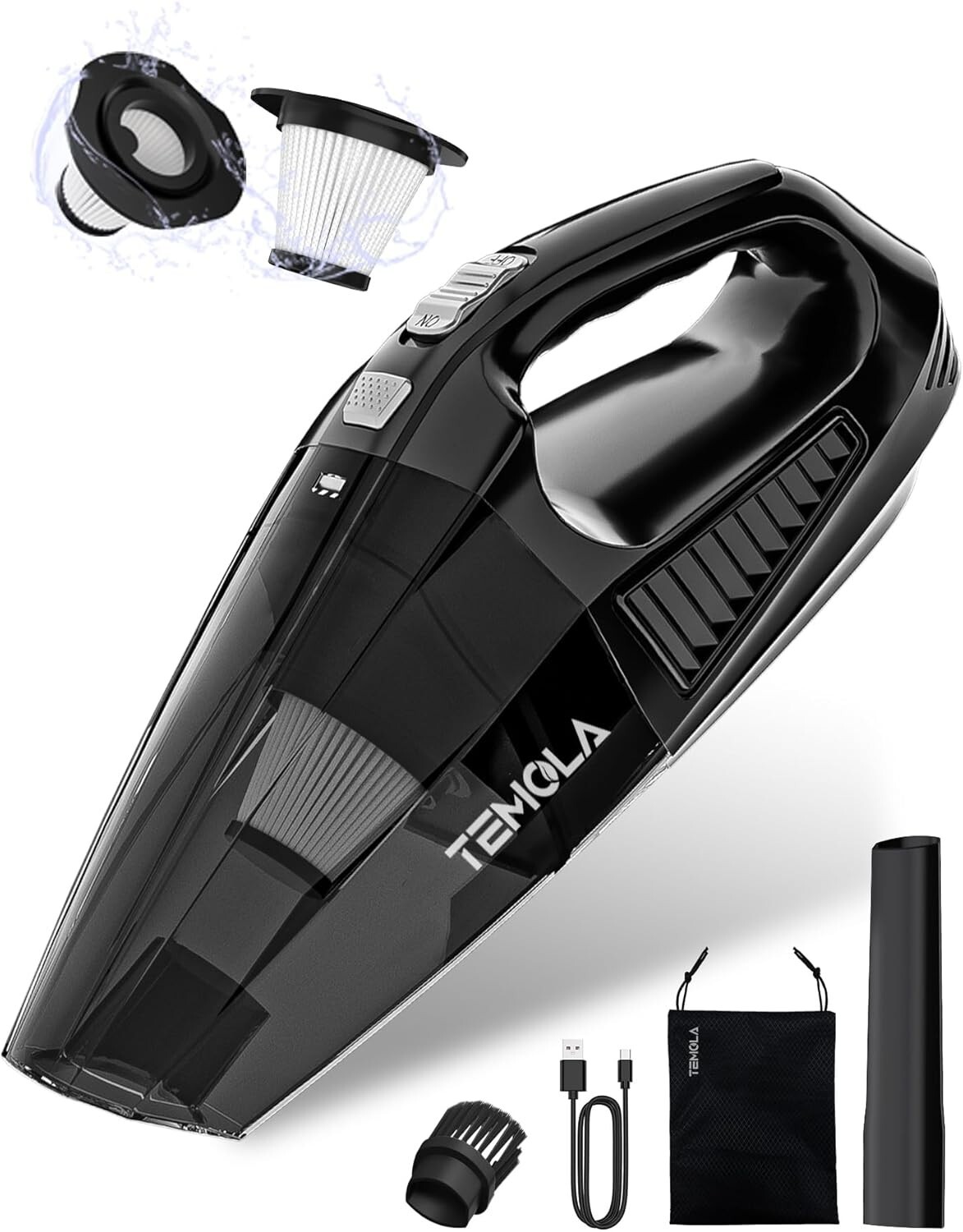 Cordless Rechargeable Handheld Vacuum with HEPA Filter for Cars-image
