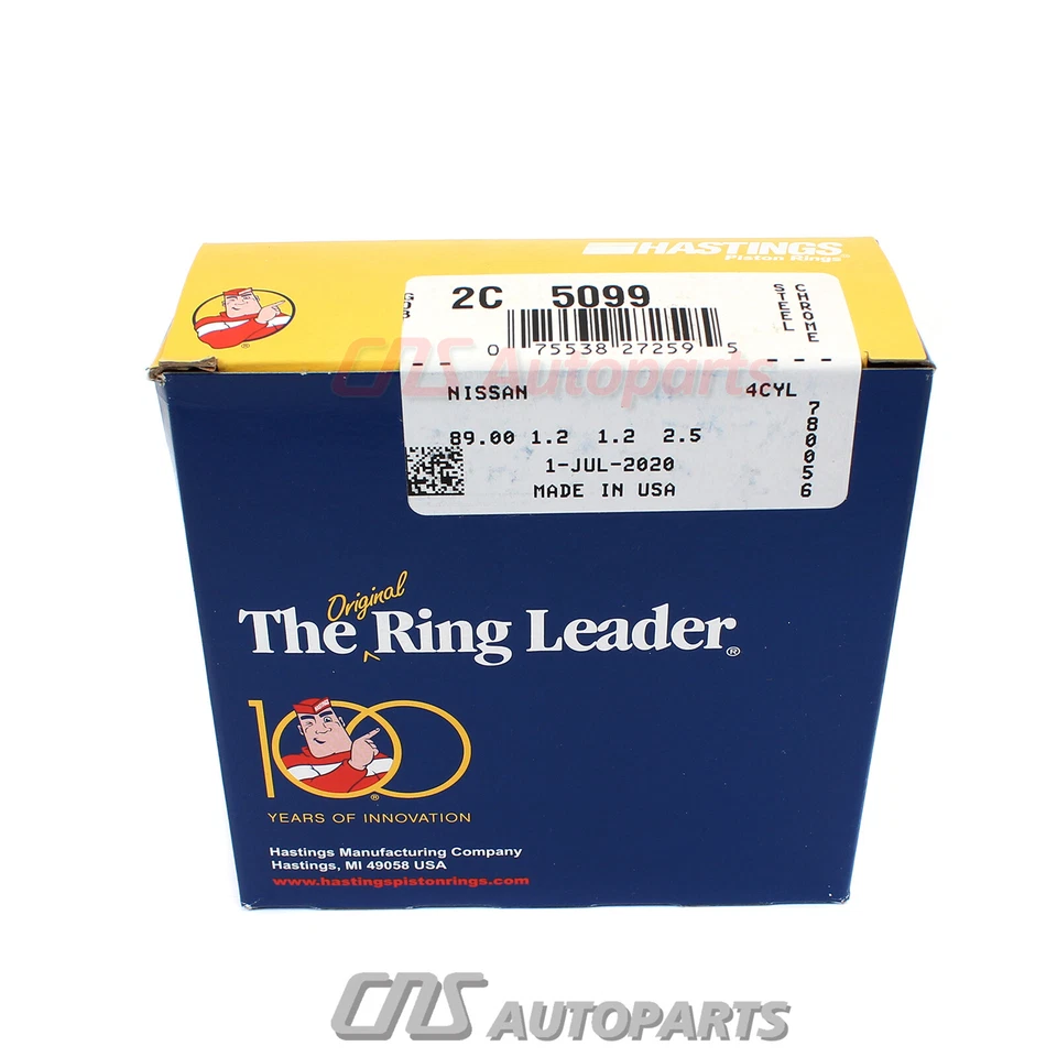 Hastings Piston Rings Fits 98-17 Nissan Altima Frontier Sentra 2.4L 2.5L L4 DOHC Foto 3 de 4