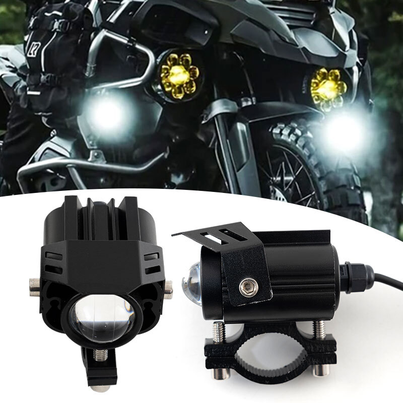 YnGia Motorcycle Led Spotlights, 2PCS Motorcycle Fog Lights With Waterproof Switch, White Universal Led Extra Lighting Headlights 12V 24V for Motorcycle Scooters Truck Car Boat