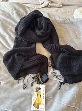 Cejon Scarf Women's One Size Classic Black Fringe Scarf Wrap Shawl