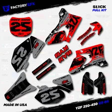 Gray & Red Slick Racing Graphic Kit fits Yamaha YZ250F YZ450F 03-05 YZF 250 450