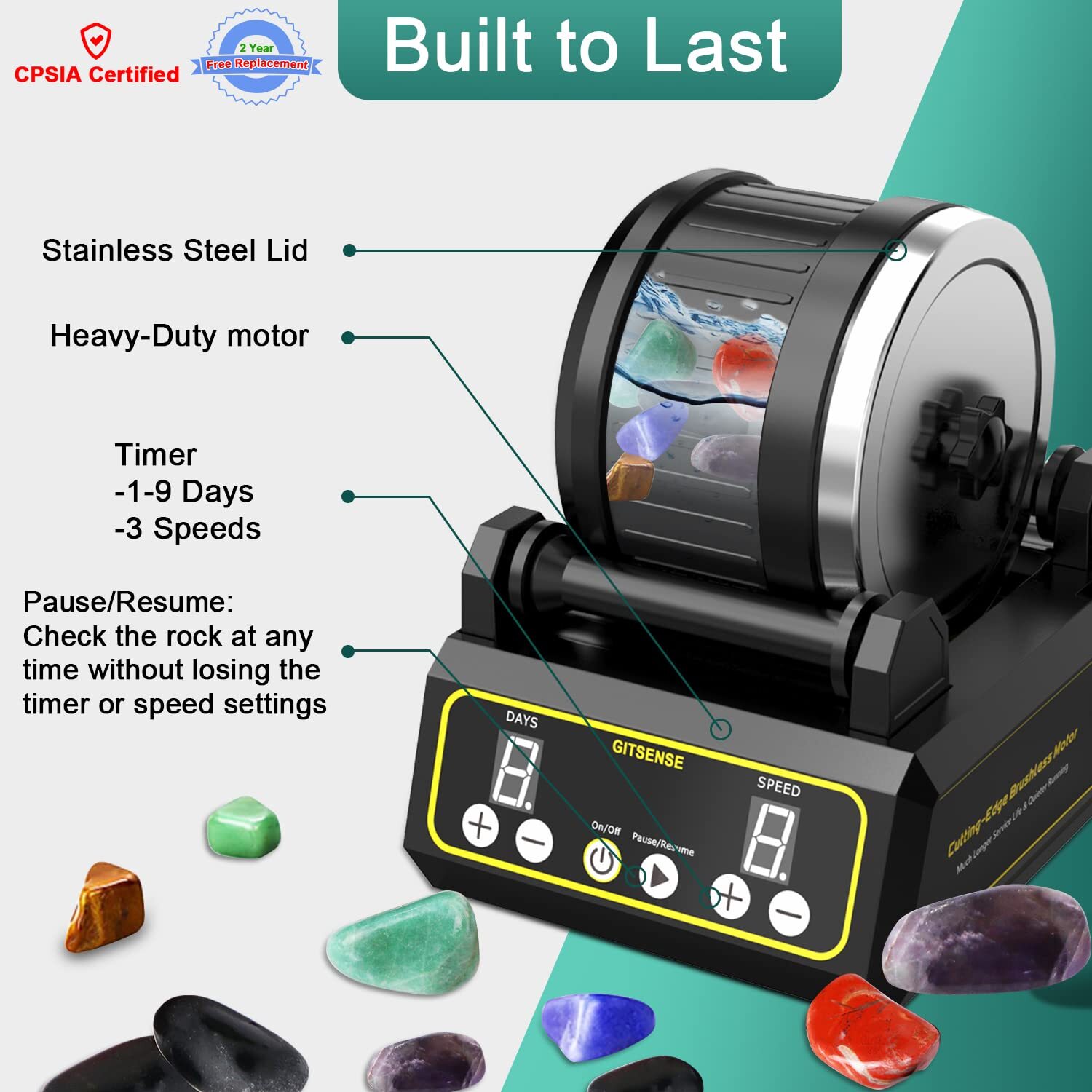 Professional Hobby Rock Tumbler Kit Rock Polisher for Kids & Adults