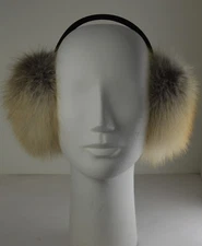 Real Golden Island Fox Fur Earmuffs New 