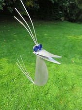 Edelstahl Vogel / Garten Skulptur  120cm Granitvogel V2A