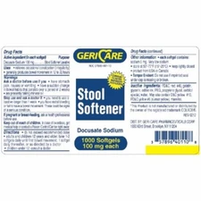 Stool Softener Geri-Care Softgel 1,000 per Bottle 100 mg Strength Docusate Sodiu