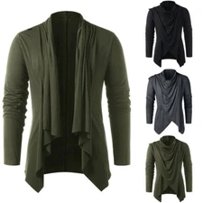 Men's Asymmetrical Overlap Cardigan With Shawl Collar And Long Sleeves