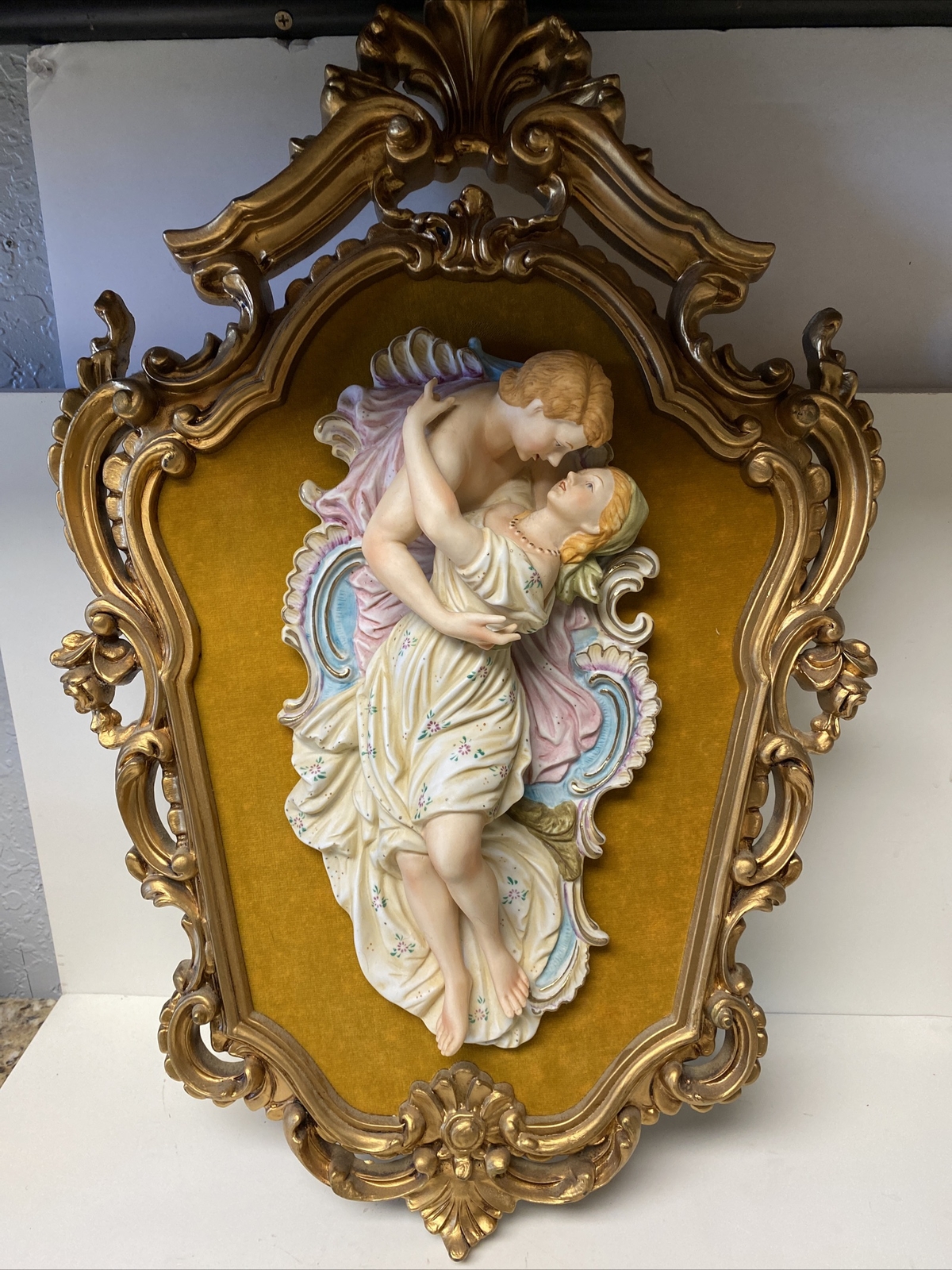 1950s Pair Capodimonte Lovers Figural Porcelain Bisque Wall Plaques eBay