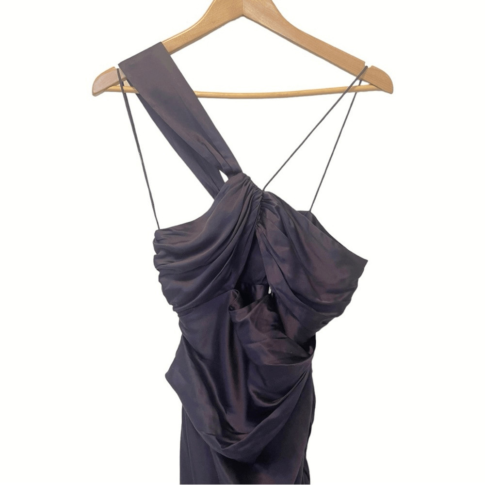 THE SEI Silk One-Shoulder Cut-Out Gown in Fig Color image 9