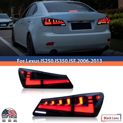 LED Rear Tail Lights For 2006-13 Lexus IS250 IS350 ISF Start UP Animation Smoked