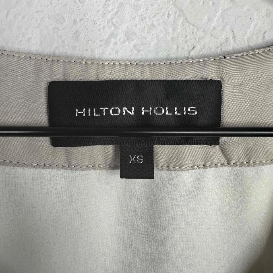 Camisa Hilton Hollis para mujer XS beige bloques de colores manga corta moderna blusa de carrera Foto 4 de 4