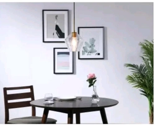 Elegant Lighting Gene Brass Light 8" Wide Mini Pendant w Clear Glass LD2256BR - Picture 3 of 5