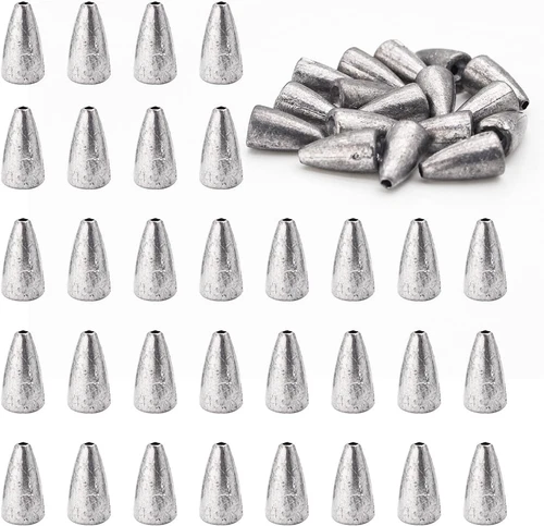 50pcs Fishing Weight Sinkers Lead Worm Weights Fishing Sinkers For Bass Fishing